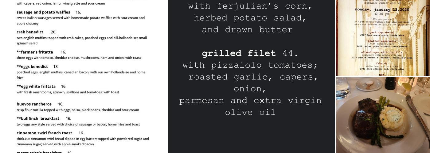 Bullfinchs Menu