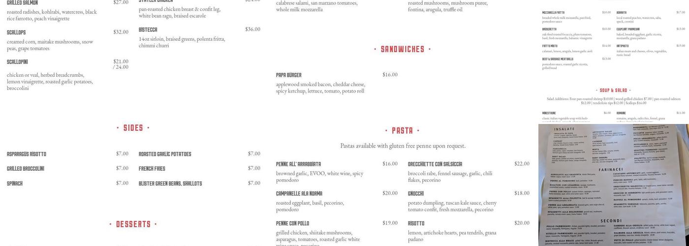 Papa Razzi Concord Menu