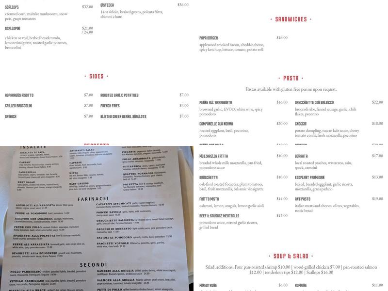 Papa Razzi Concord Menu