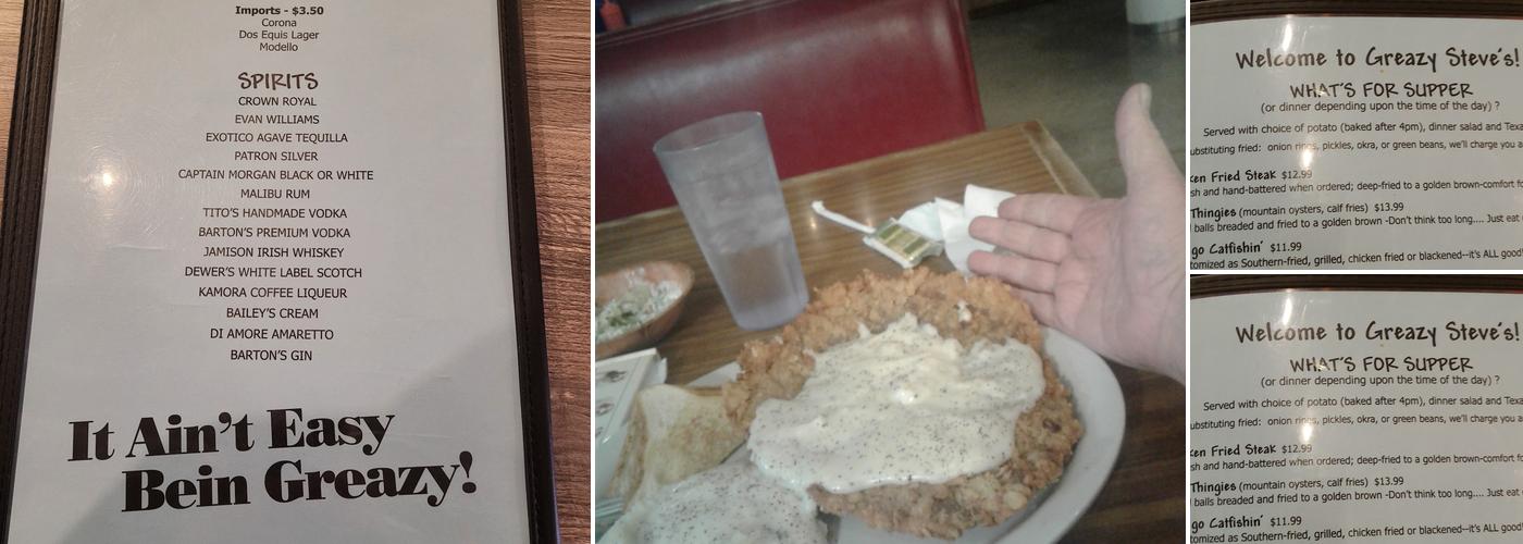 Greazy Steve's Menu