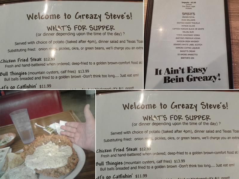 Greazy Steve's Menu