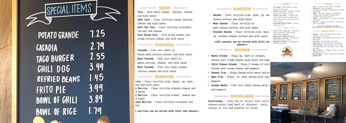 Taco Bandito Menu