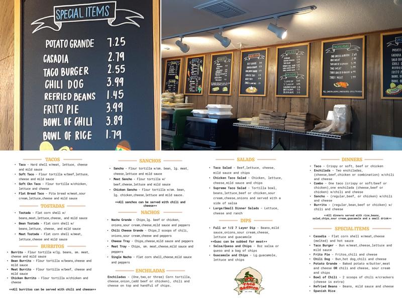 Taco Bandito Menu