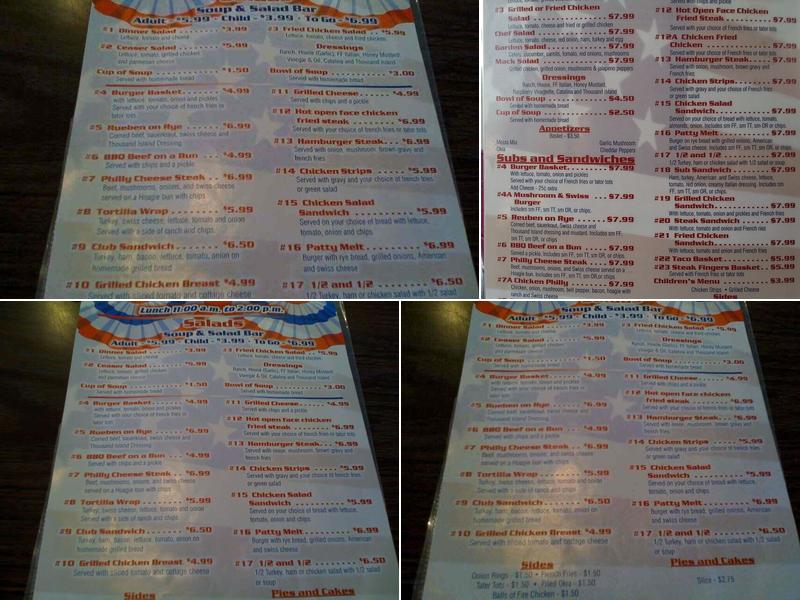 Barnstormers Restaurant Menu