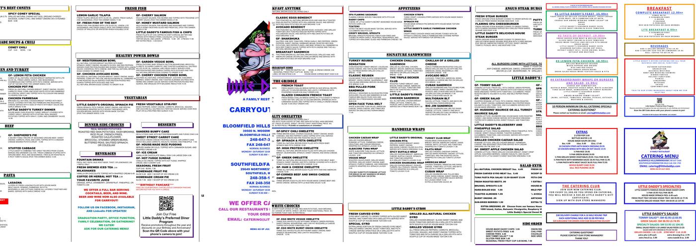 Little Daddy's Menu