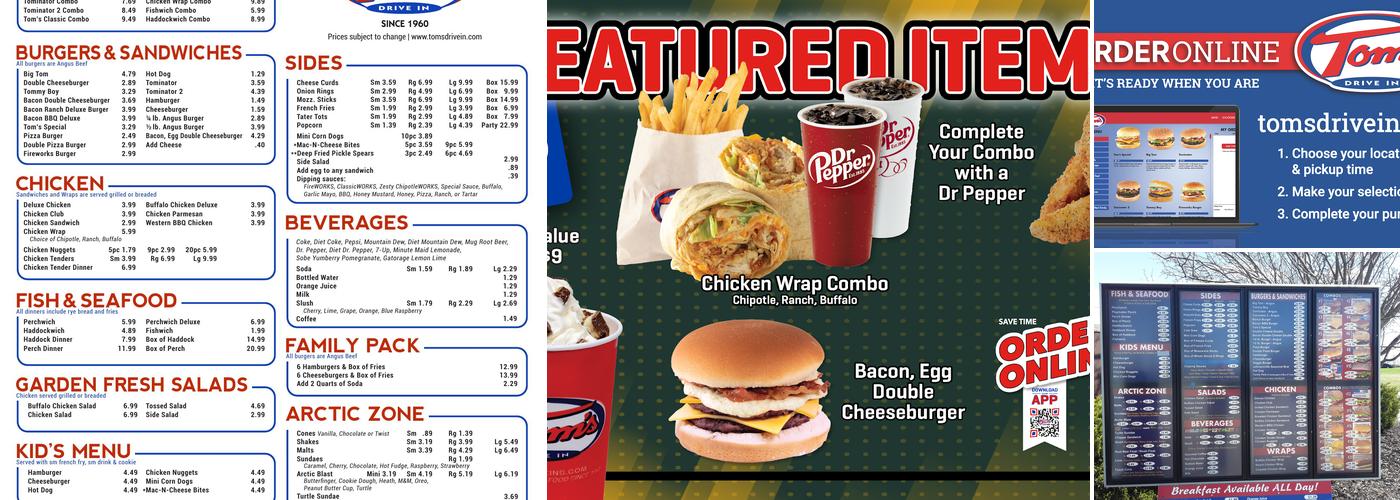 Tom's Drive In Menu