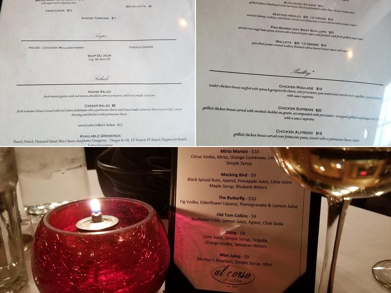 Al Corso Restaurant Menu