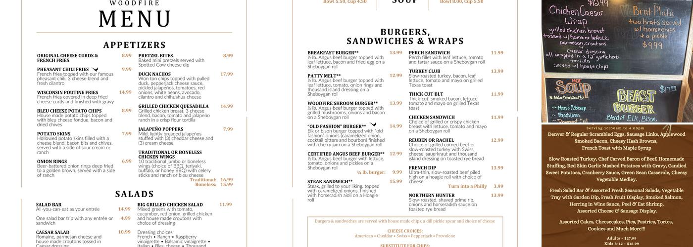 Woodfire Lodge at Triple J Wing and Clay Menu