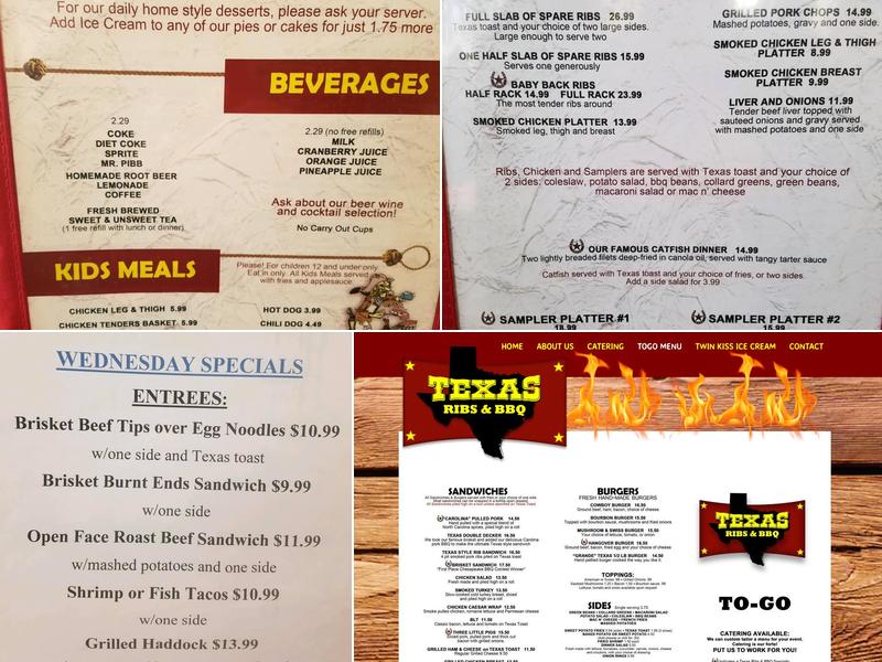 Texas Ribs & BBQ Menu