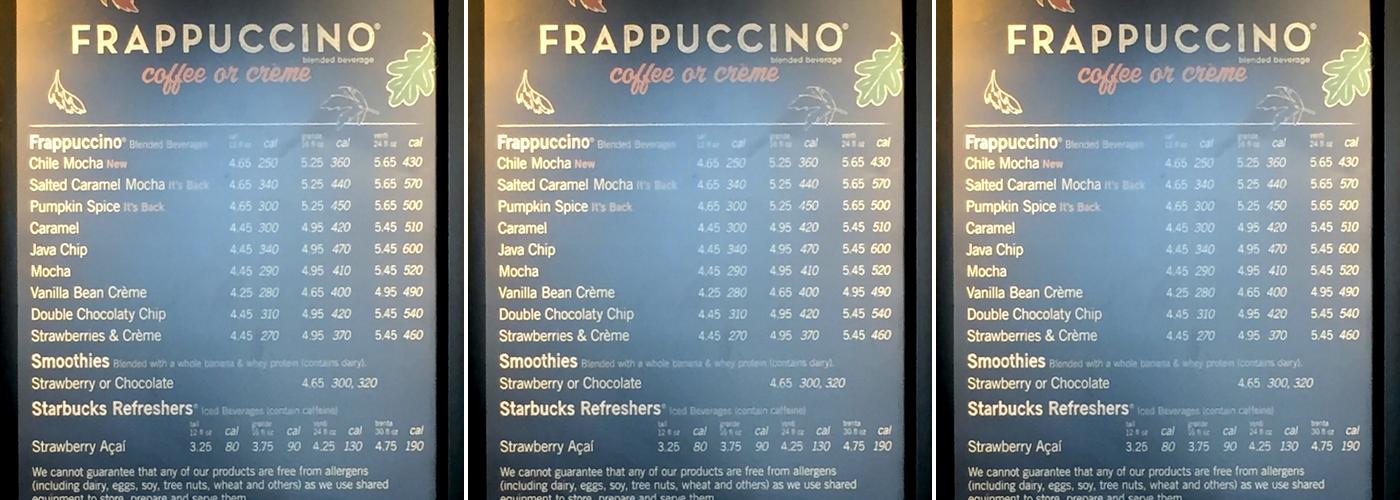 Starbucks Menu