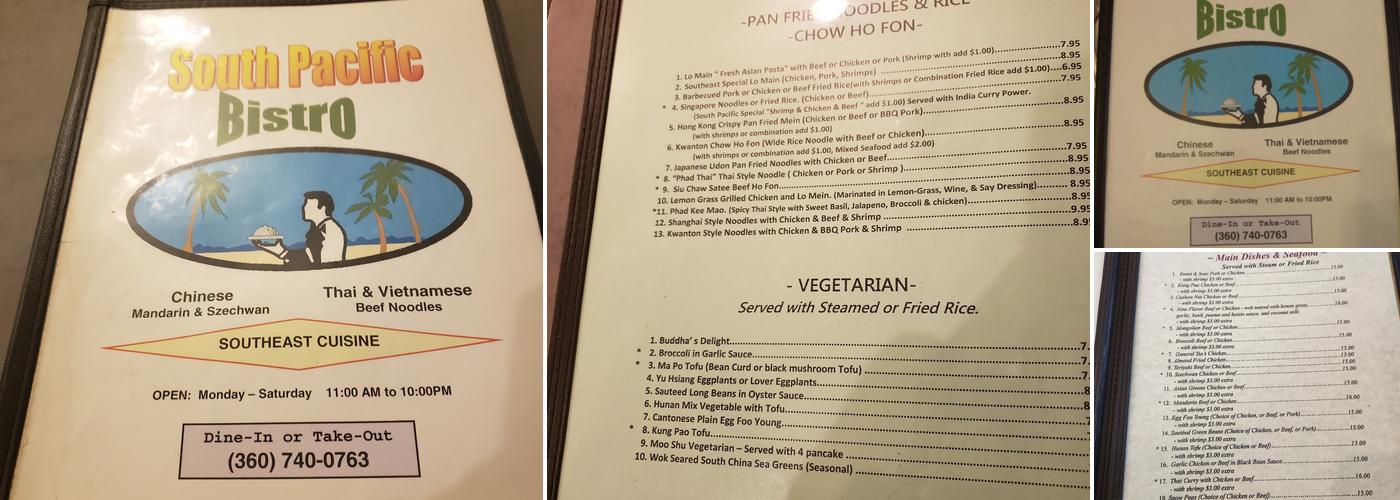 South Pacific Bistro Menu