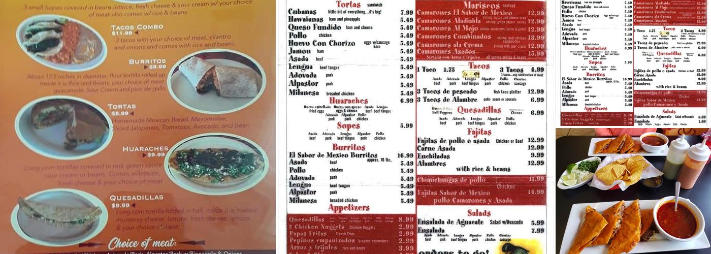 El Sabor De Mexico Menu