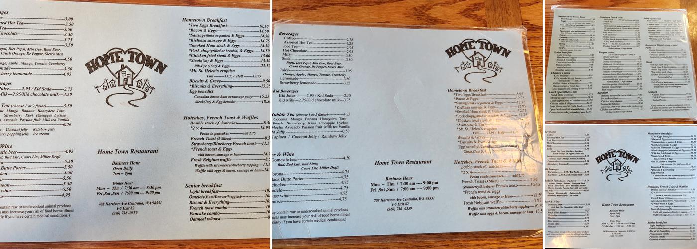Hometown Restaurant Menu