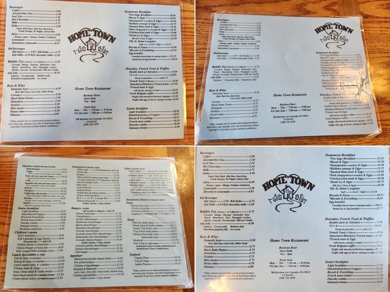 Hometown Restaurant Menu