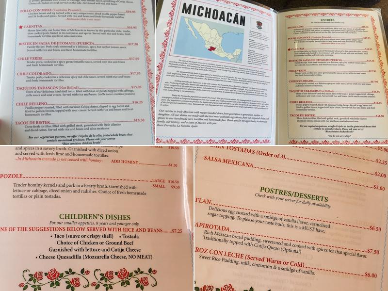 La Tarasca Menu