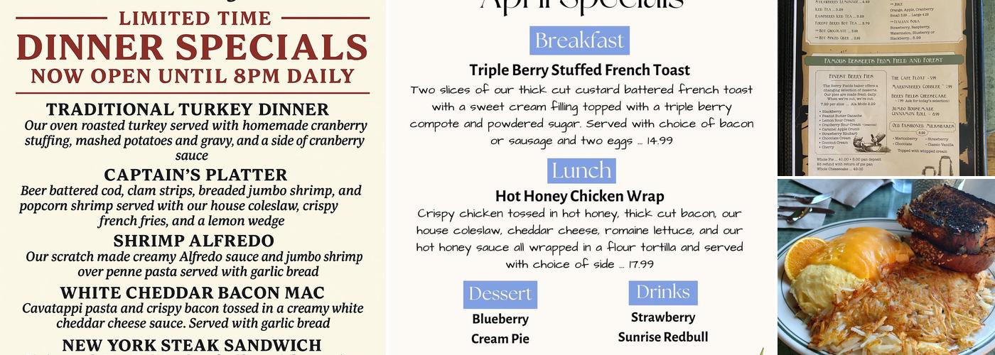 Berry Fields Cafe Menu