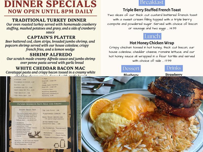 Berry Fields Cafe Menu