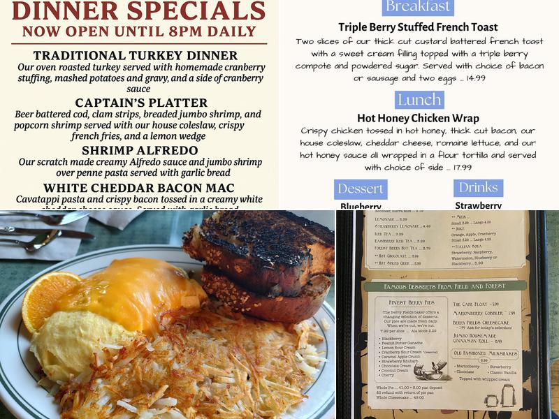 Berry Fields Cafe Menu