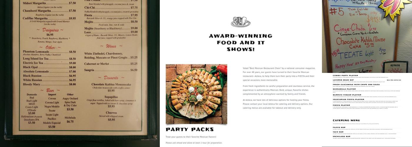 Azteca Mexican Restaurant Menu