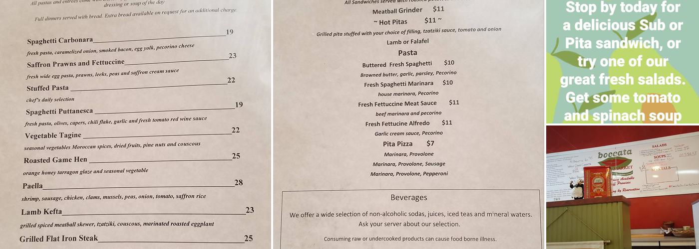 Boccata Restaurant Menu