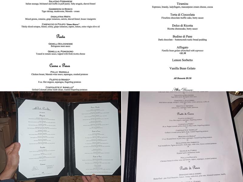Bella Piatti Menu