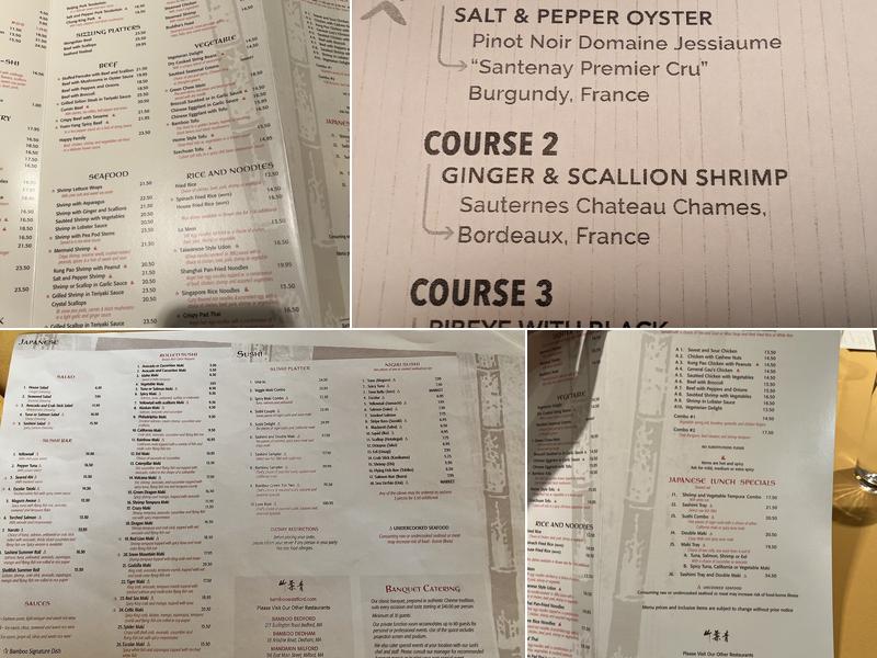 Bamboo Fine Asian Cuisine & Sushi Bar Menu