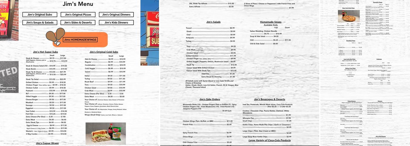 Jim's Original Subs & Pizza Menu