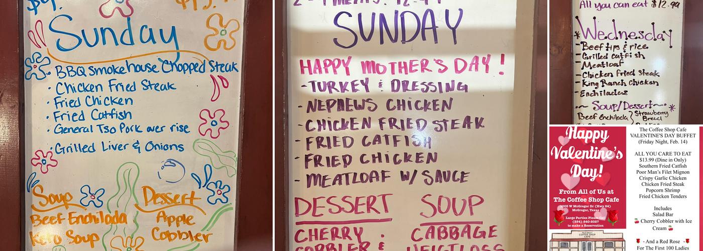 Coffee Shop Cafe Menu