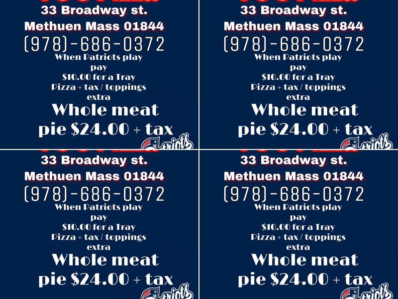 PJ'S Pizza Place Menu