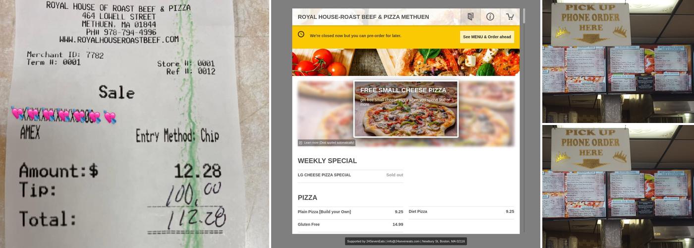 Royal House-Roast Beef & Pizza Menu