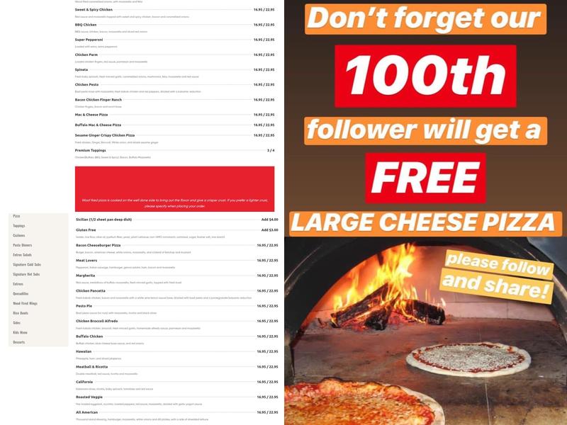 Balducci's Wood Fired Pizza Menu