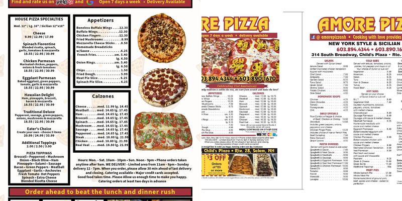Amore Pizza Restaurant Menu