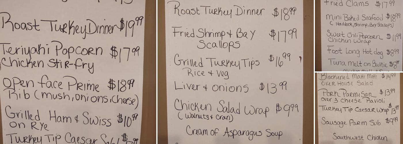 Fireside Restaurant Menu