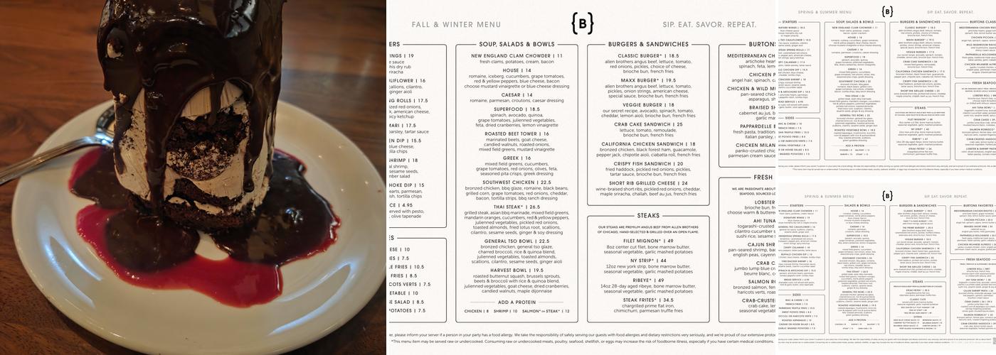Burtons Grill & Bar Menu