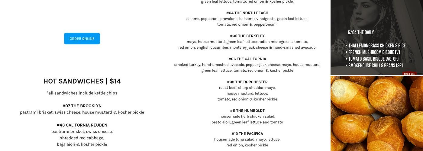 MAX'S DELI & CATERING Menu