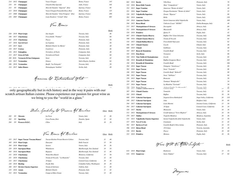 Tuscan Kitchen Salem Menu