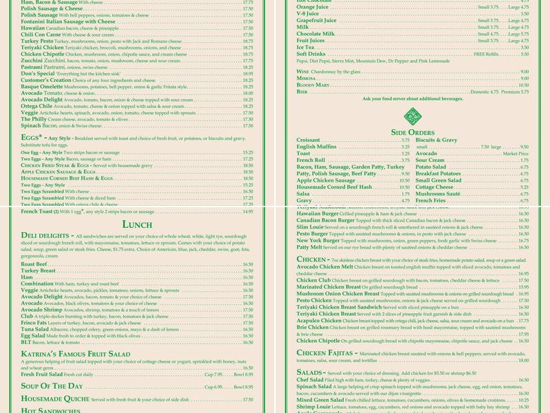 Katrina's Café Menu
