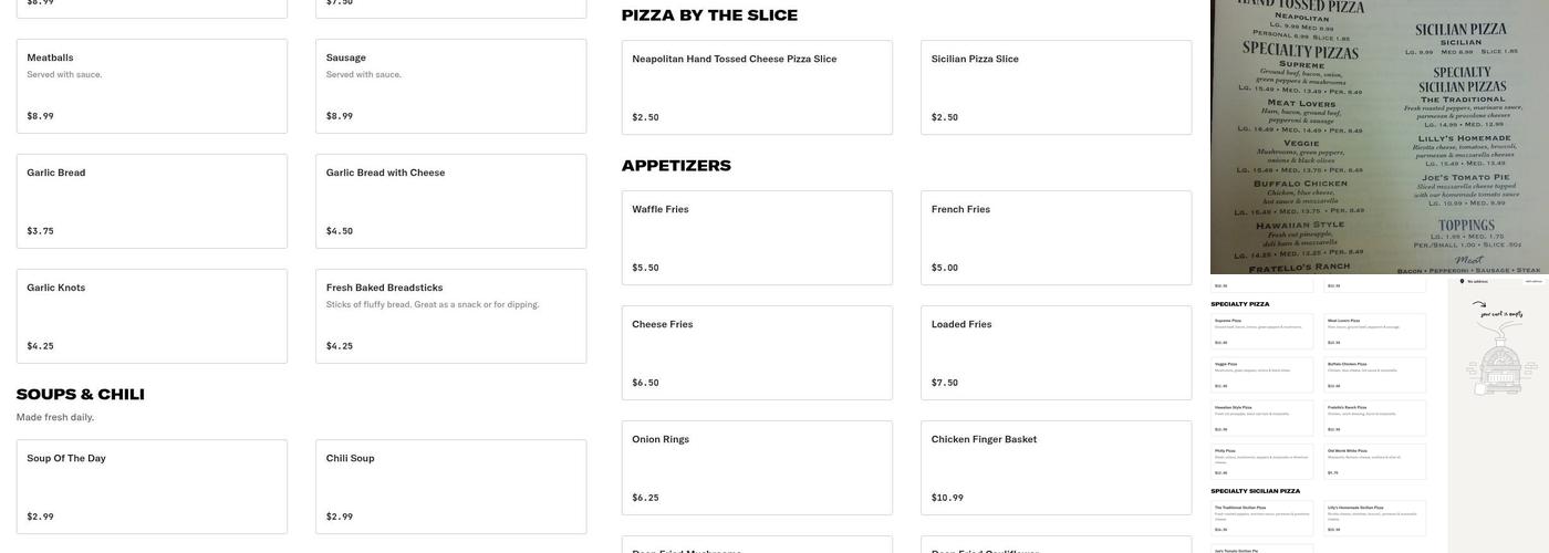Fratello's Pizzeria and Italian Kitchen Menu