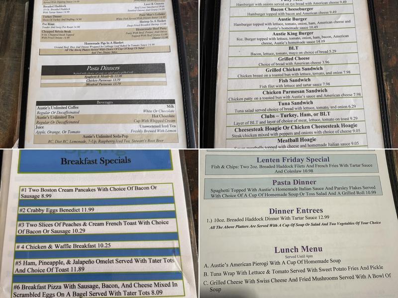 Austies Menu