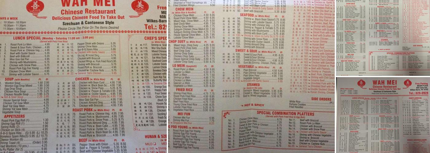 Wah Mei Menu