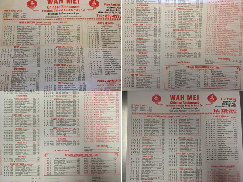 Wah Mei Menu
