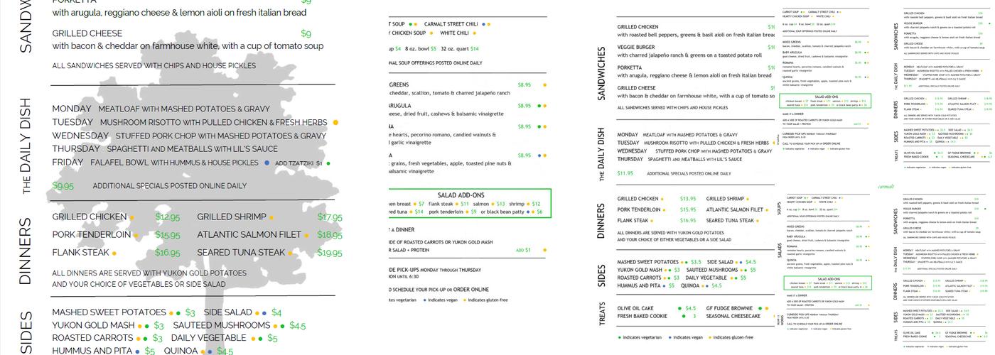 Carmalt Menu