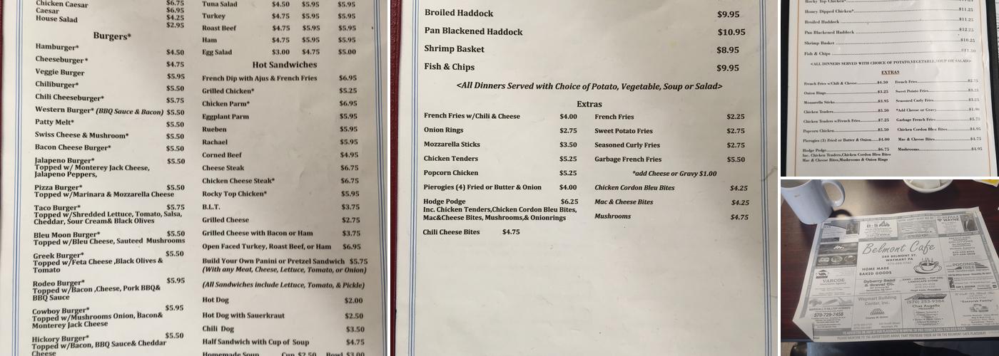 Belmont Cafe Menu