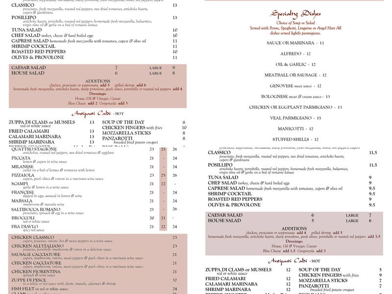 Cafe Classico Menu