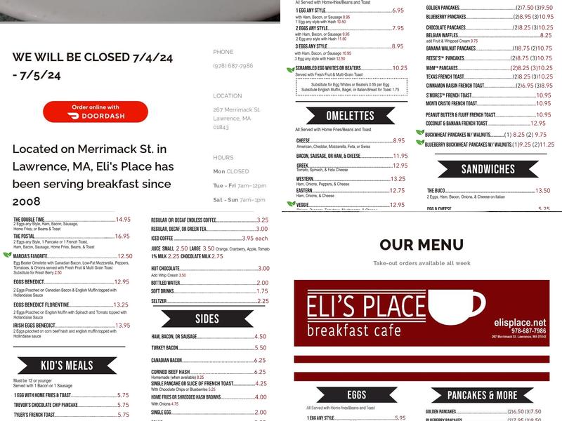Eli's Place Menu