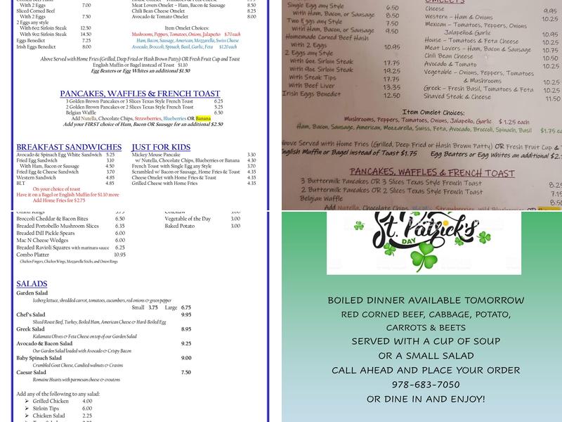 Methuen Family Restaurant Menu