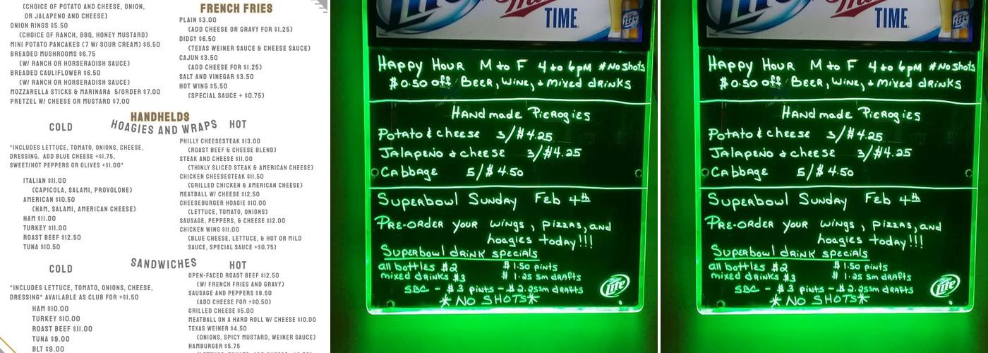 Kuzzin's Cafe Menu