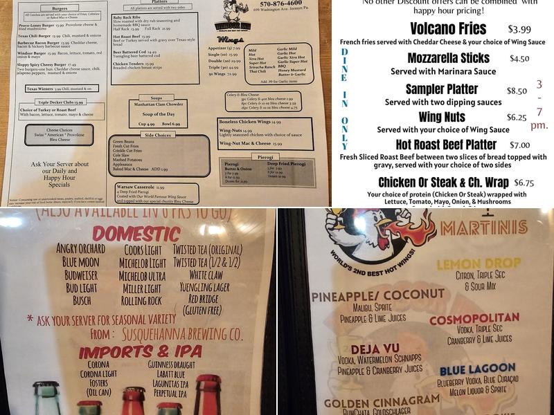 Windsor Inn Menu