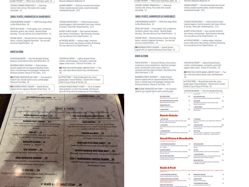 Tiffany's Tap & Grill Menu