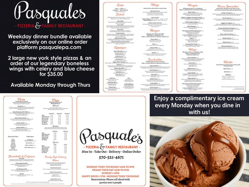 Pasquale's Pizzeria and Family Restaurant Menu